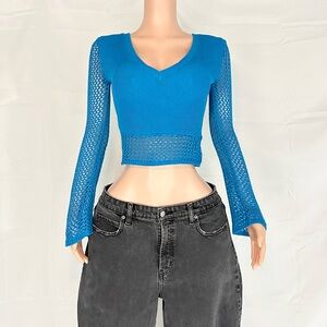 Rebellion Blue Mesh Crop Top